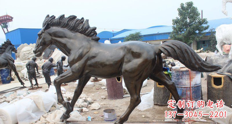 宁波玻璃钢仿铜马广场动物雕塑 (2)