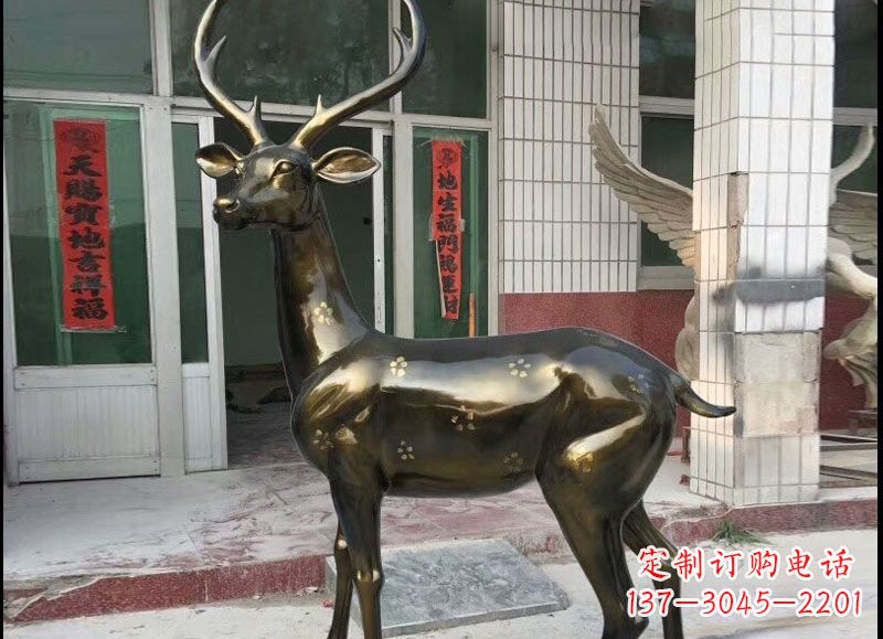 宁波玻璃钢仿铜梅花鹿