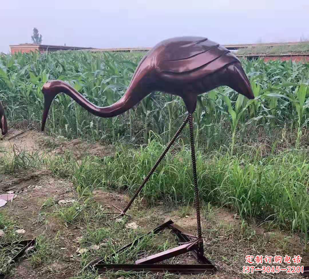 宁波玻璃钢仿铜仙鹤雕塑公园园林景观摆件