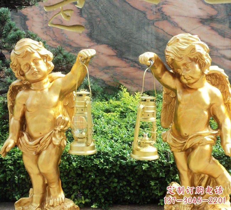 宁波玻璃钢仿铜小天使路灯陪伴你安全回家