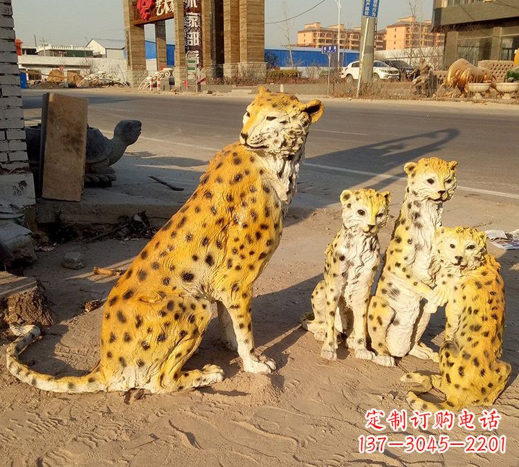 宁波玻璃钢仿真豹子雕塑