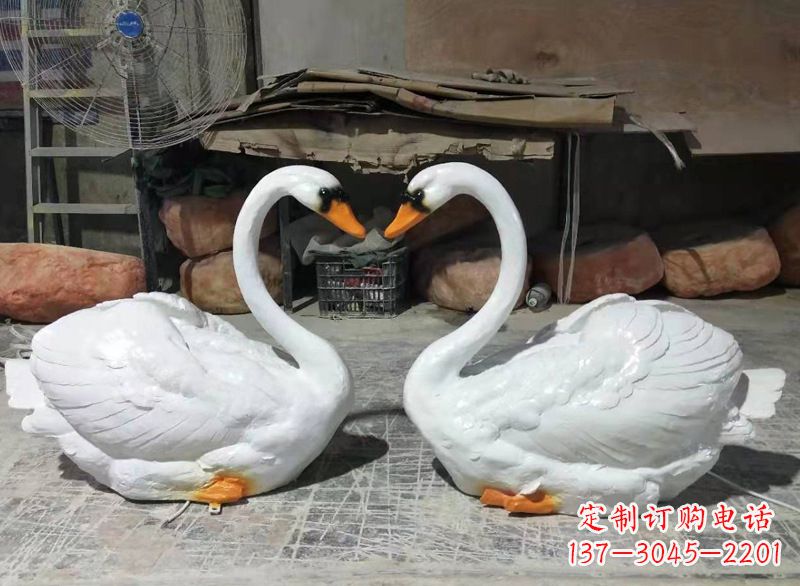 宁波玻璃钢仿真发光天鹅雕塑