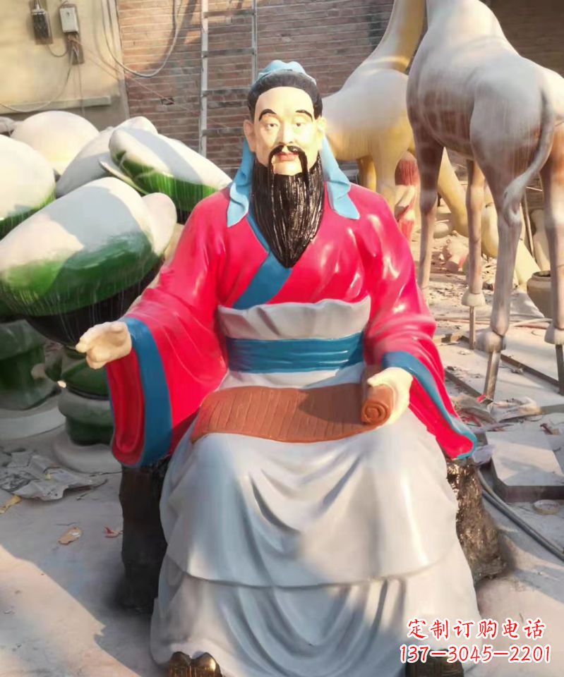 宁波玻璃钢仿真古代名人孔子讲学雕塑