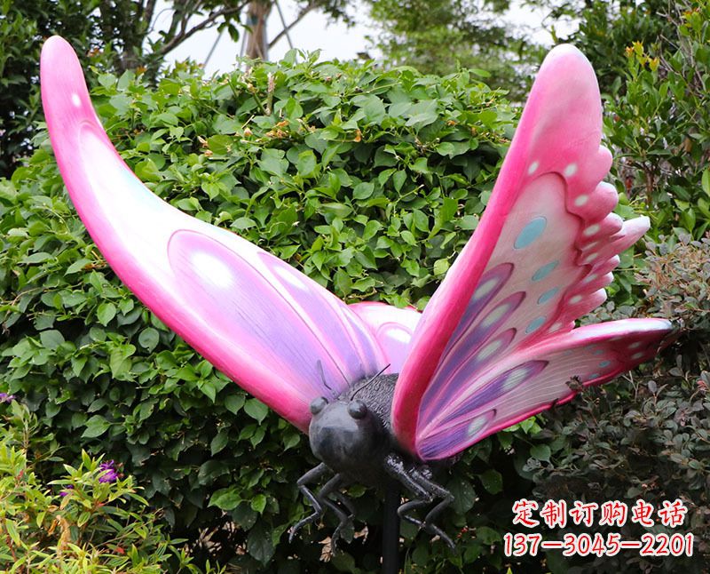 宁波玻璃钢仿真蝴蝶红色昆虫雕塑