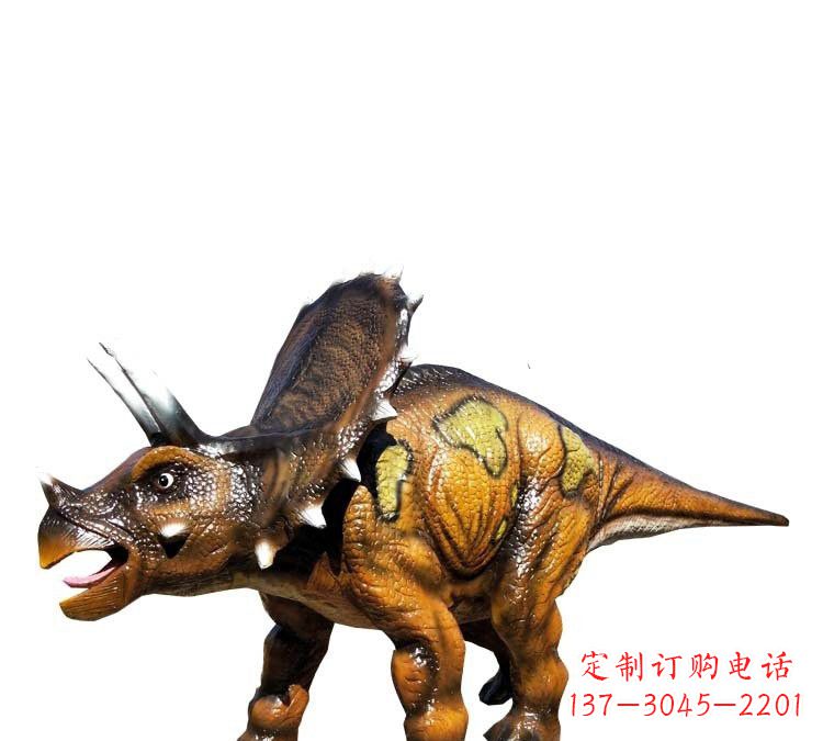 宁波玻璃钢仿真恐龙三角龙雕塑——古老动物的最佳再现