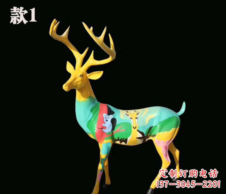 宁波玻璃钢梅花鹿雕塑