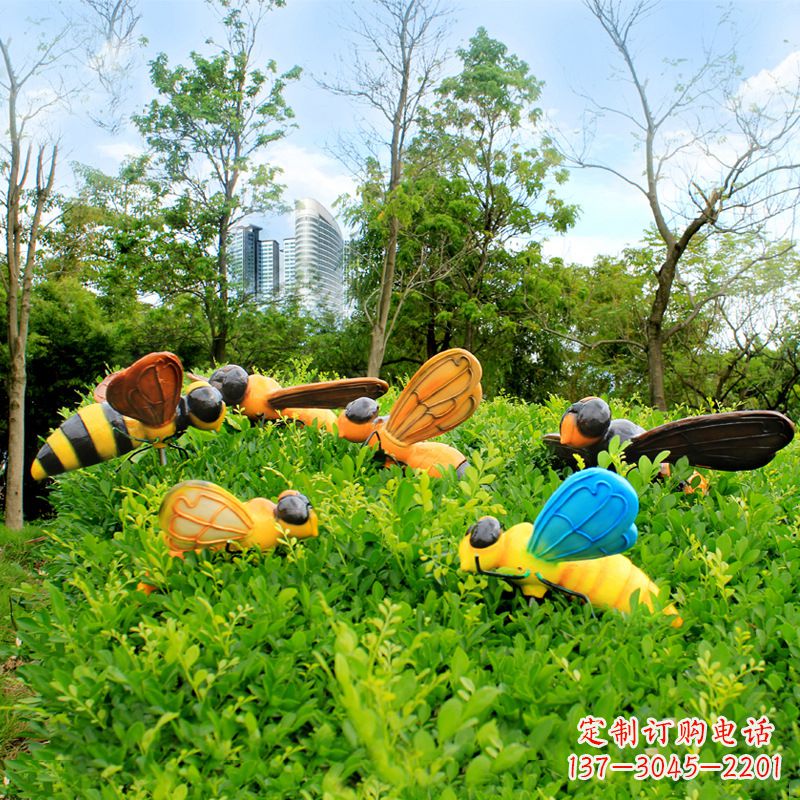 宁波玻璃钢仿真蜜蜂-公园草丛花丛动物雕塑摆件