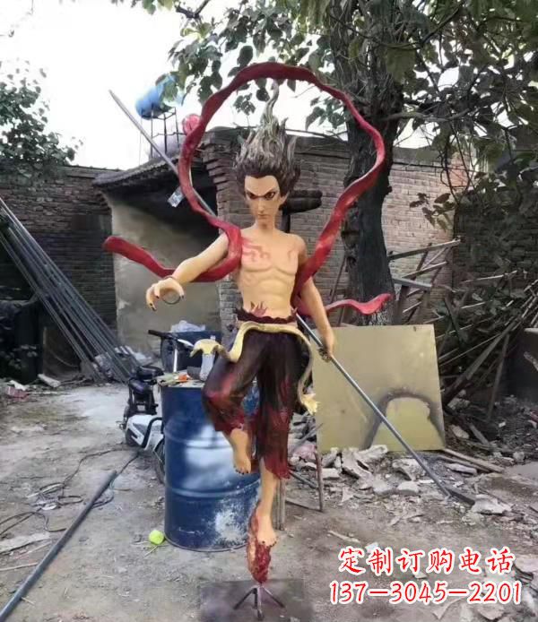 宁波玻璃钢仿真哪吒雕塑
