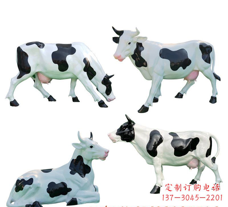 宁波玻璃钢仿真奶牛雕塑精美的艺术品