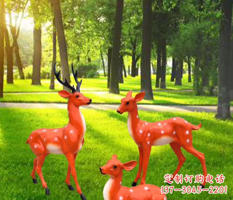宁波玻璃钢仿真小鹿雕塑 公园动物摆件