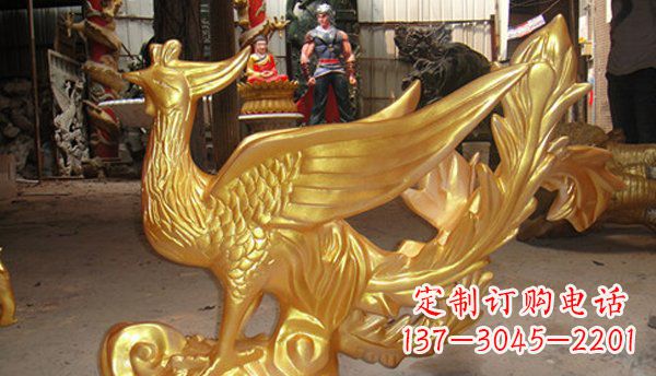 宁波玻璃钢凤凰仿铜动物雕塑传承传统文化