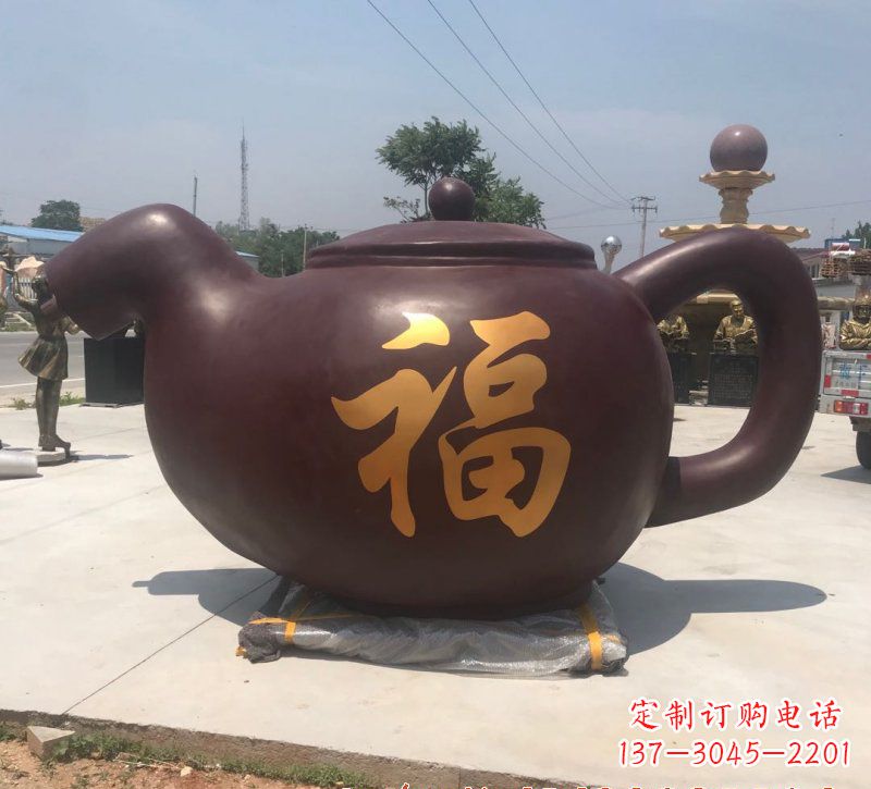 宁波玻璃钢福字茶壶雕塑