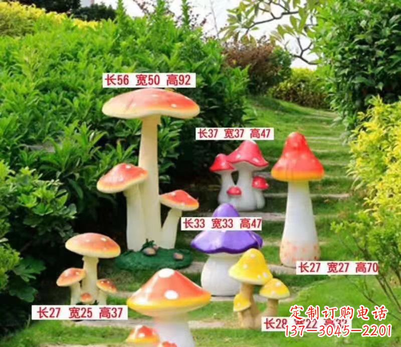 宁波玻璃钢公园彩绘蘑菇雕塑2