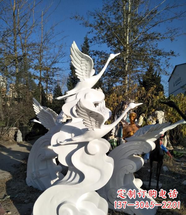 宁波玻璃钢公园海浪天鹅雕塑