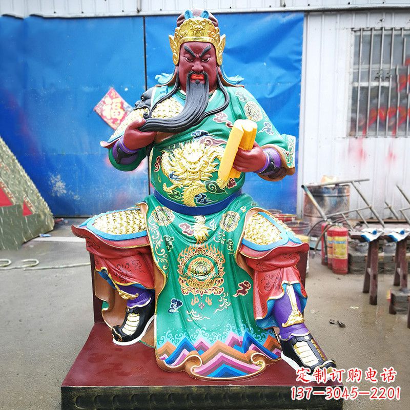 宁波玻璃钢关圣帝君彩绘雕塑