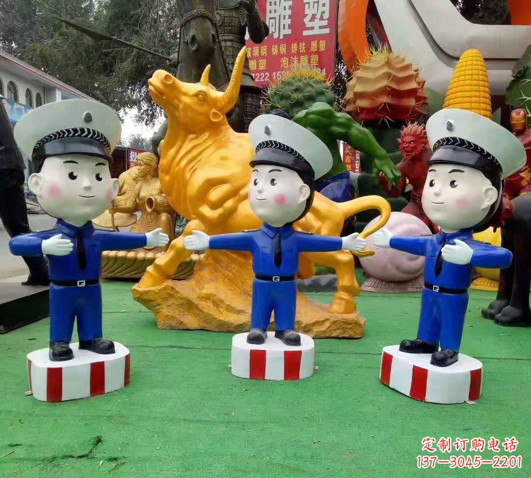 宁波玻璃钢制作的交通警察雕塑