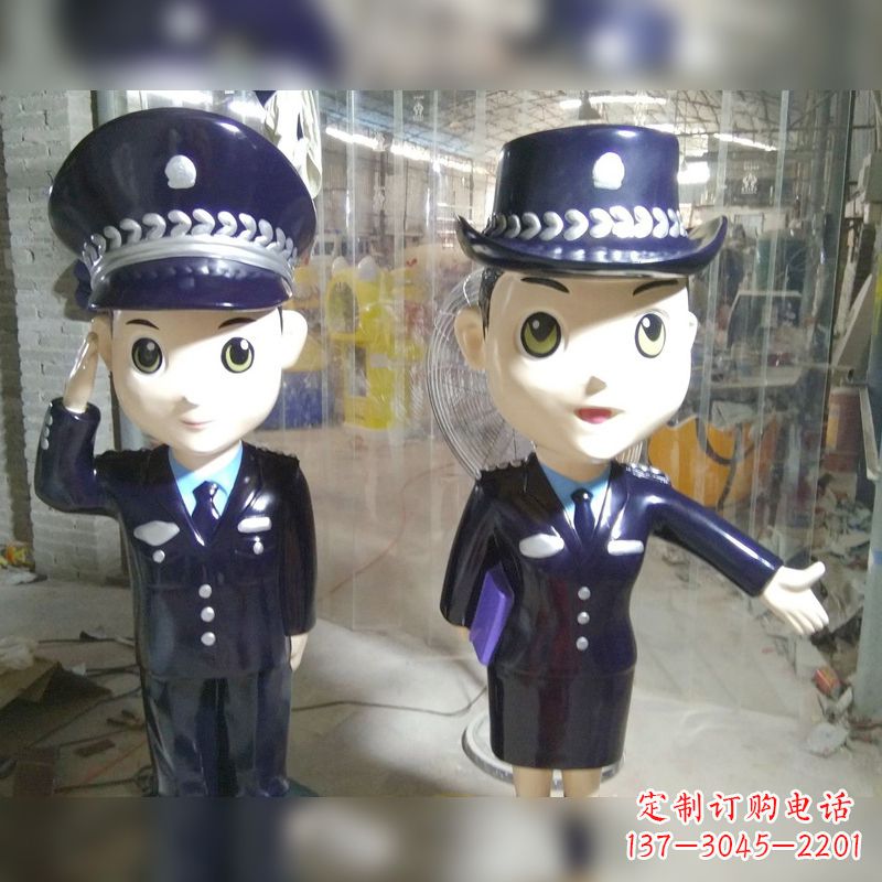 宁波玻璃钢卡通警察雕塑
