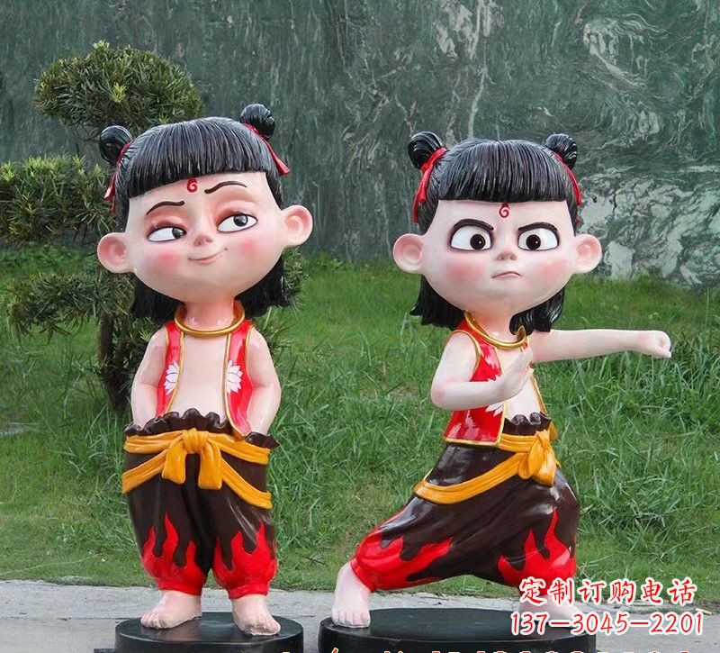 宁波玻璃钢卡通哪吒人物雕塑