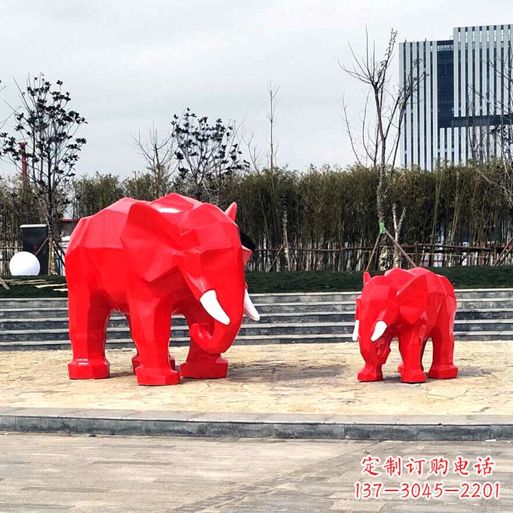 宁波玻璃钢喷水大象头雕塑-园林广场块面大象雕塑摆件