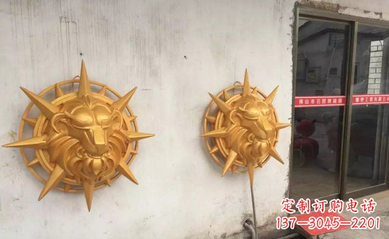 宁波玻璃钢狮子头雕塑——精美景观装置