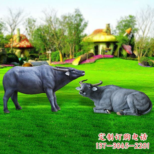宁波玻璃钢水牛雕塑-农场农家院仿真动物摆件