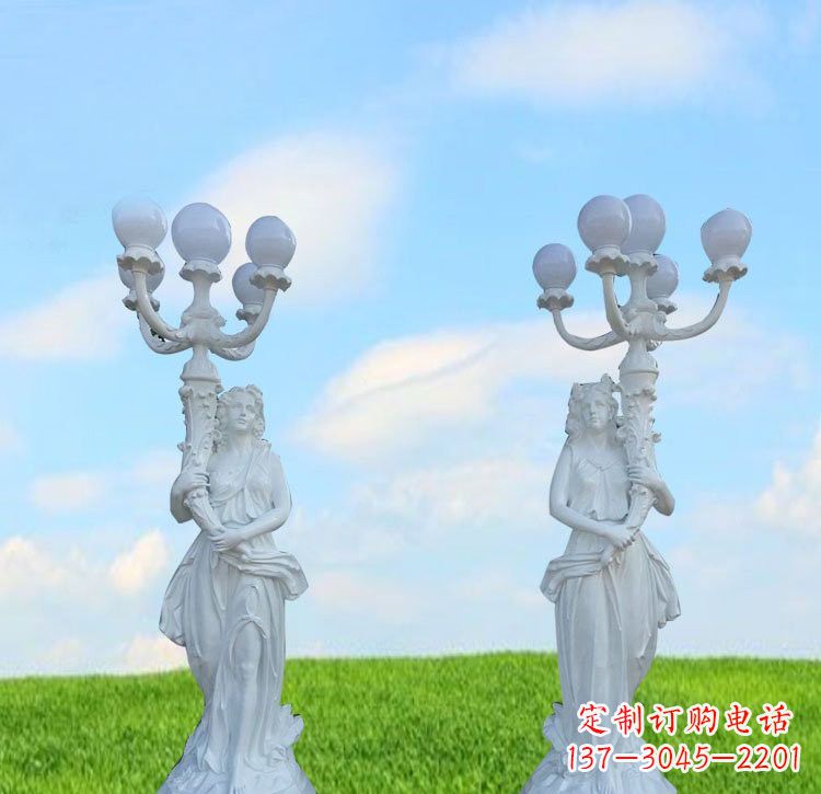 宁波美女雕塑玻璃钢西方美女路灯的艺术精髓
