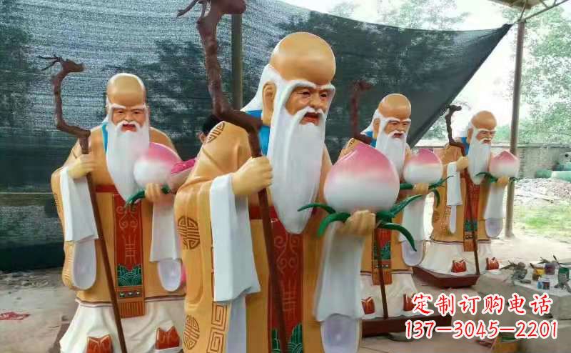 宁波玻璃钢宗教庙宇神像彩绘老寿星雕塑