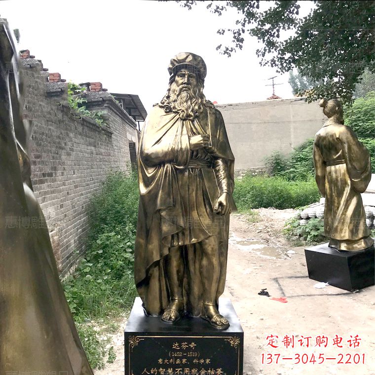 宁波达芬奇玻璃钢仿铜雕塑精美艺术之作