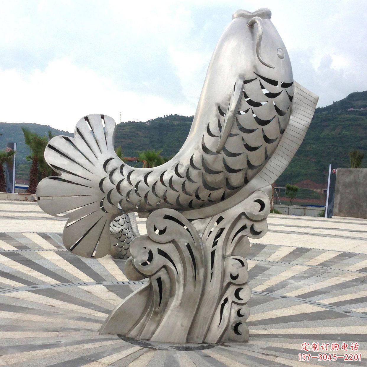 宁波不锈钢“鱼”园林水景喷泉动物景观雕塑