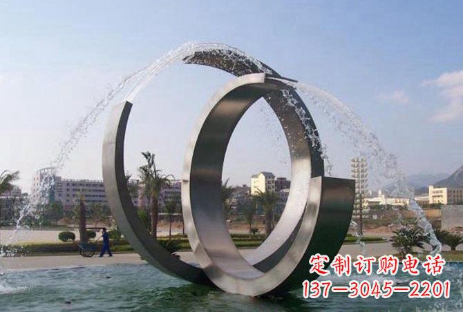 宁波不锈钢C形喷泉雕塑
