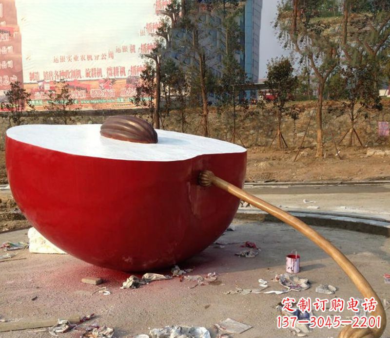 宁波不锈钢半块苹果雕塑