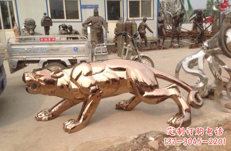 宁波不锈钢豹子雕塑222
