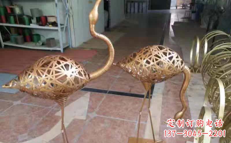 宁波不锈钢编制动物仙鹤雕塑