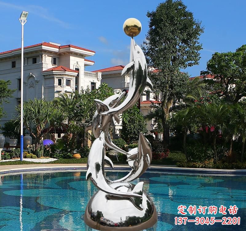 宁波不锈钢海豚雕塑精美绝伦