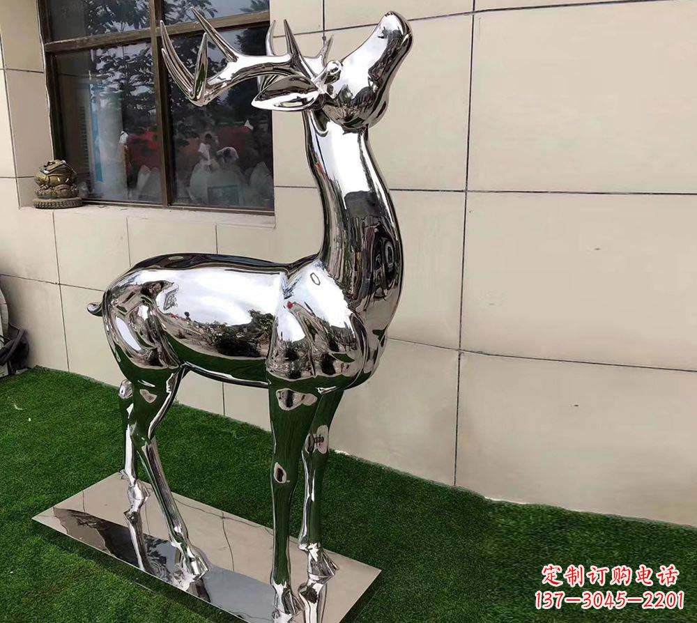宁波不锈钢别墅镜面小鹿雕塑