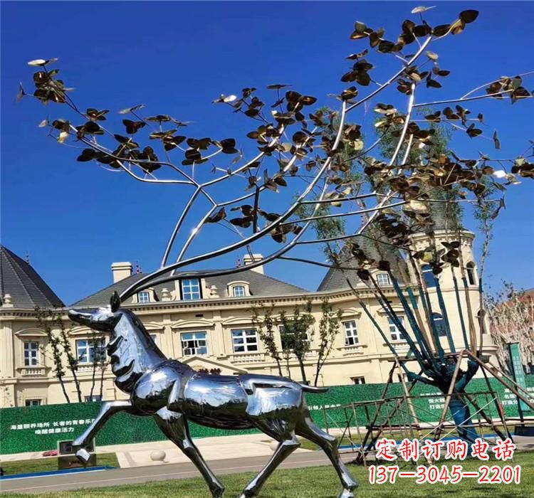 宁波不锈钢梅花鹿雕塑精美而又经久不衰