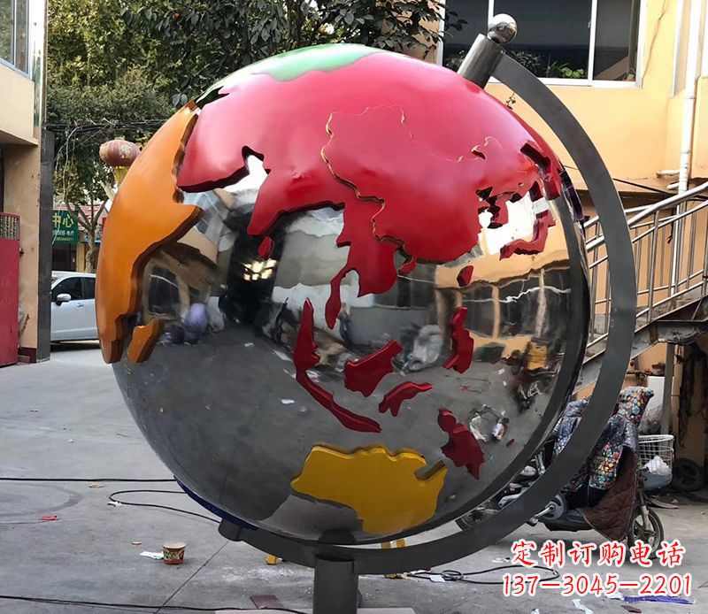 宁波不锈钢彩绘地球仪雕塑