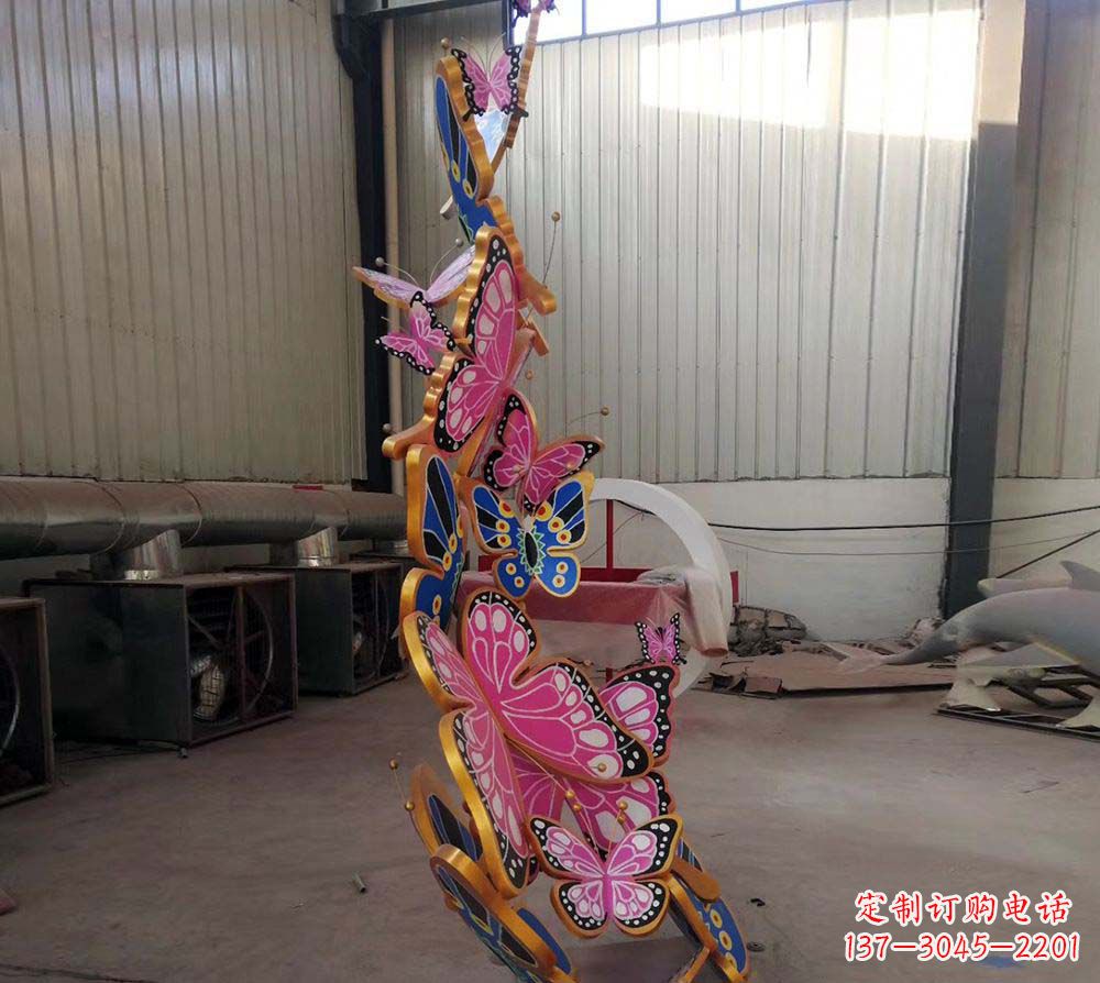 宁波不锈钢彩绘蝴蝶雕塑1