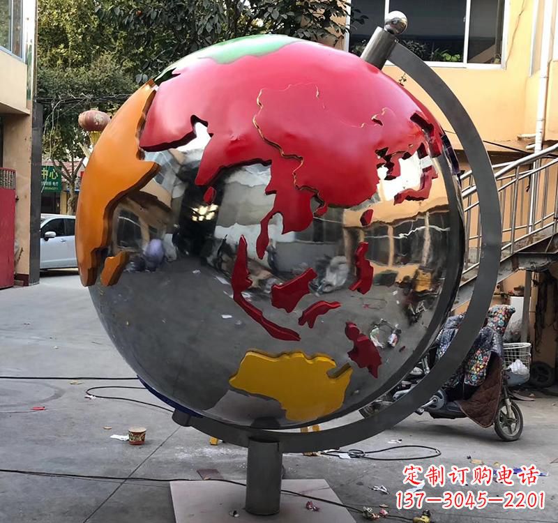 宁波不锈钢彩绘地球仪雕塑