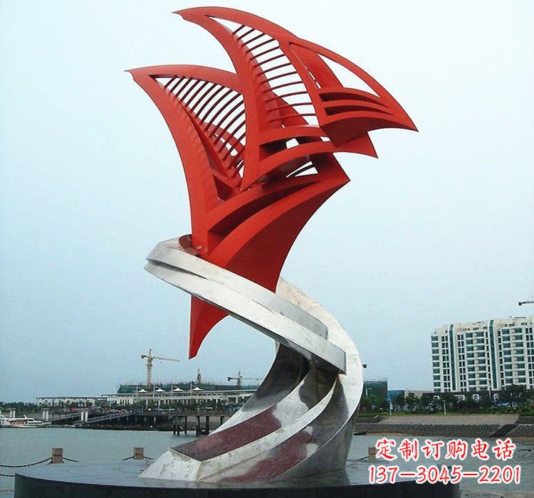 宁波不锈钢彩色帆船雕塑