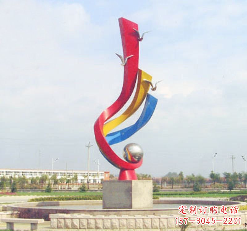 宁波不锈钢彩色海鸥海浪雕塑——美丽传承