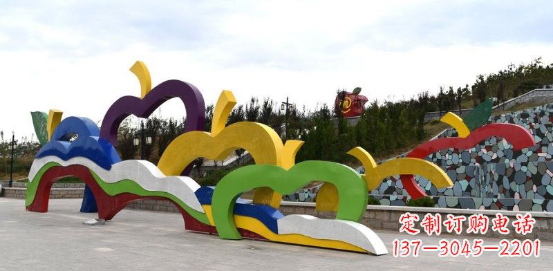 宁波不锈钢彩色抽象苹果雕塑