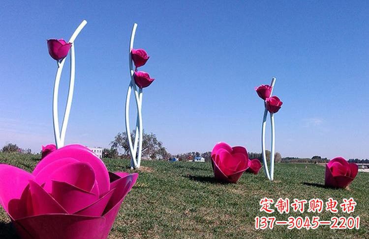 宁波不锈钢彩色玫瑰花雕塑