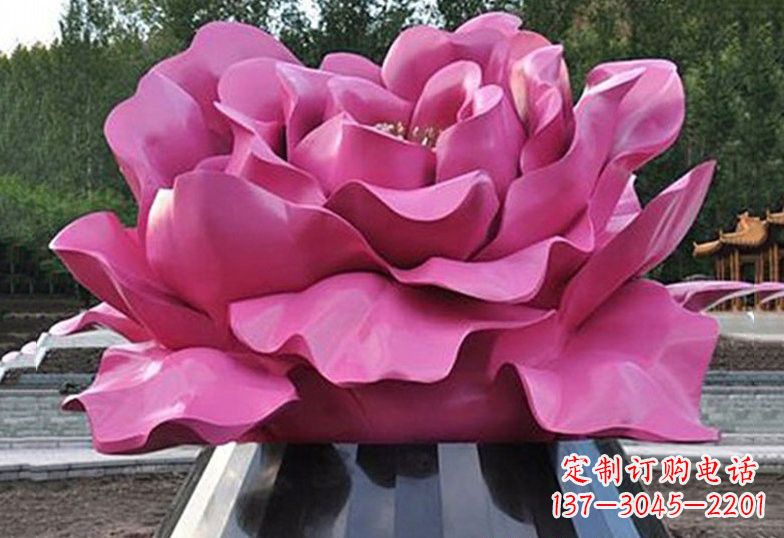 宁波不锈钢彩色牡丹花雕塑美丽的艺术品