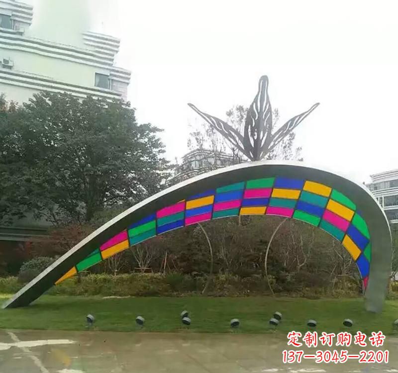 宁波不锈钢彩色拼接拱门雕塑