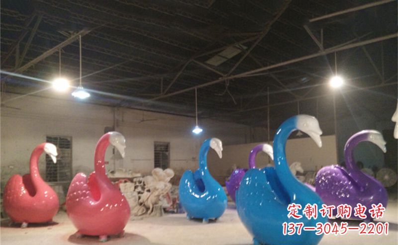 宁波不锈钢彩色天鹅——精美的动物雕塑
