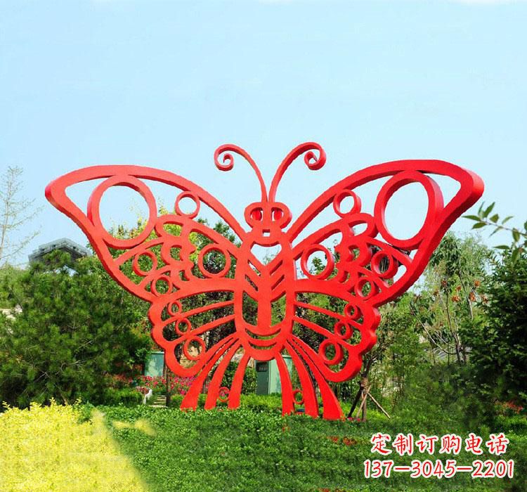 宁波不锈钢草坪蝴蝶雕塑让草坪绽放蝴蝶之美