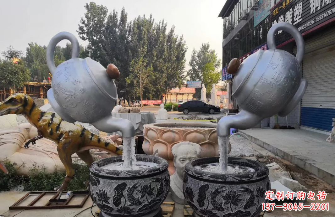 宁波不锈钢茶壶喷泉雕塑精致而又高雅