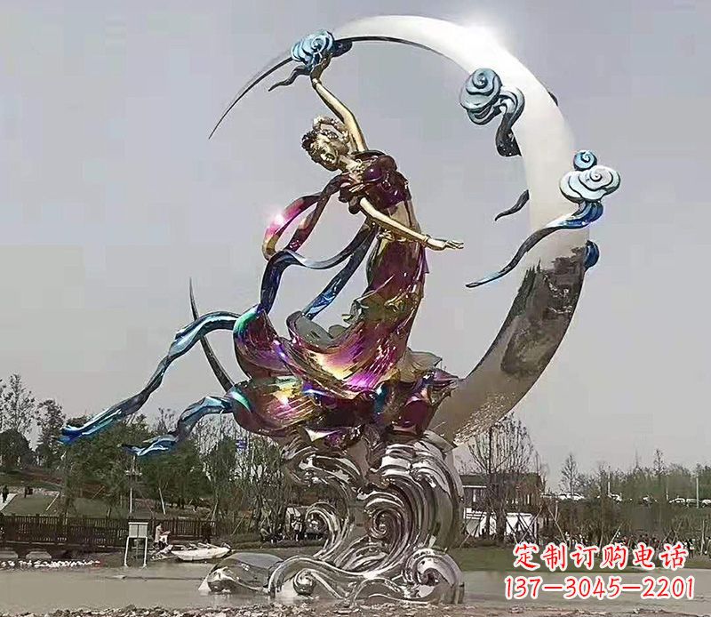 宁波不锈钢嫦娥奔月雕塑 (2)