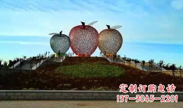 宁波不锈钢城市彩色镂空苹果雕塑